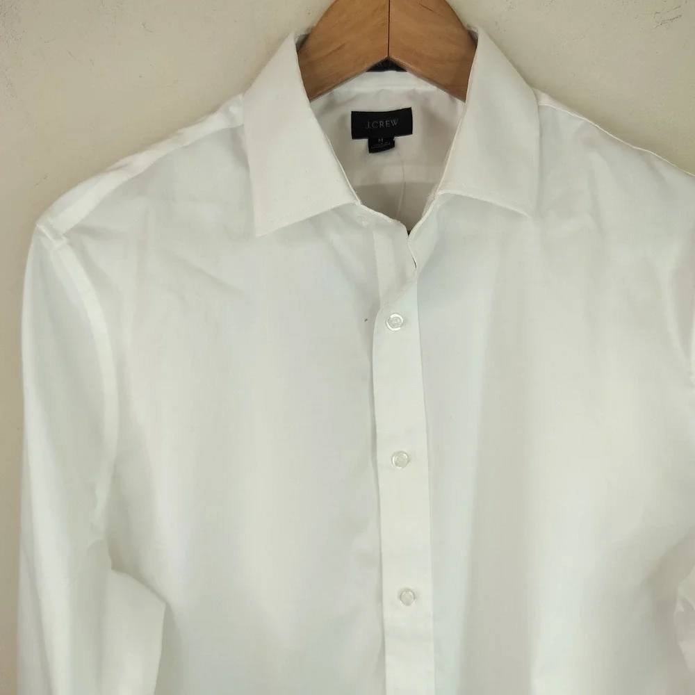 J Crew Wrinkle Free Bowery Dress Shirt Mens Medium Professional White AV828 NWT